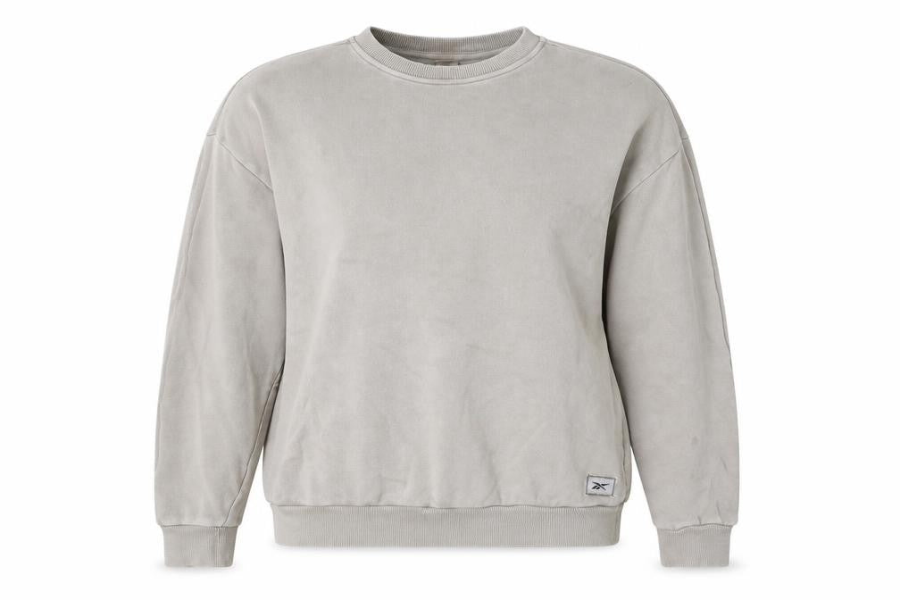 Reebok Women’s Beige Pullover Sweatshirt S Relaxed Fit Casual