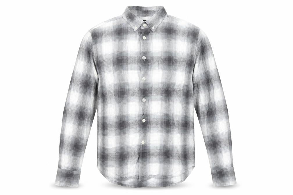 Dunnes Men's Grey Plaid Button-Up Regular Fit Shirt L