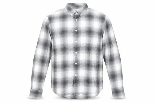 Dunnes Men's Grey Plaid Button-Up Regular Fit Shirt L