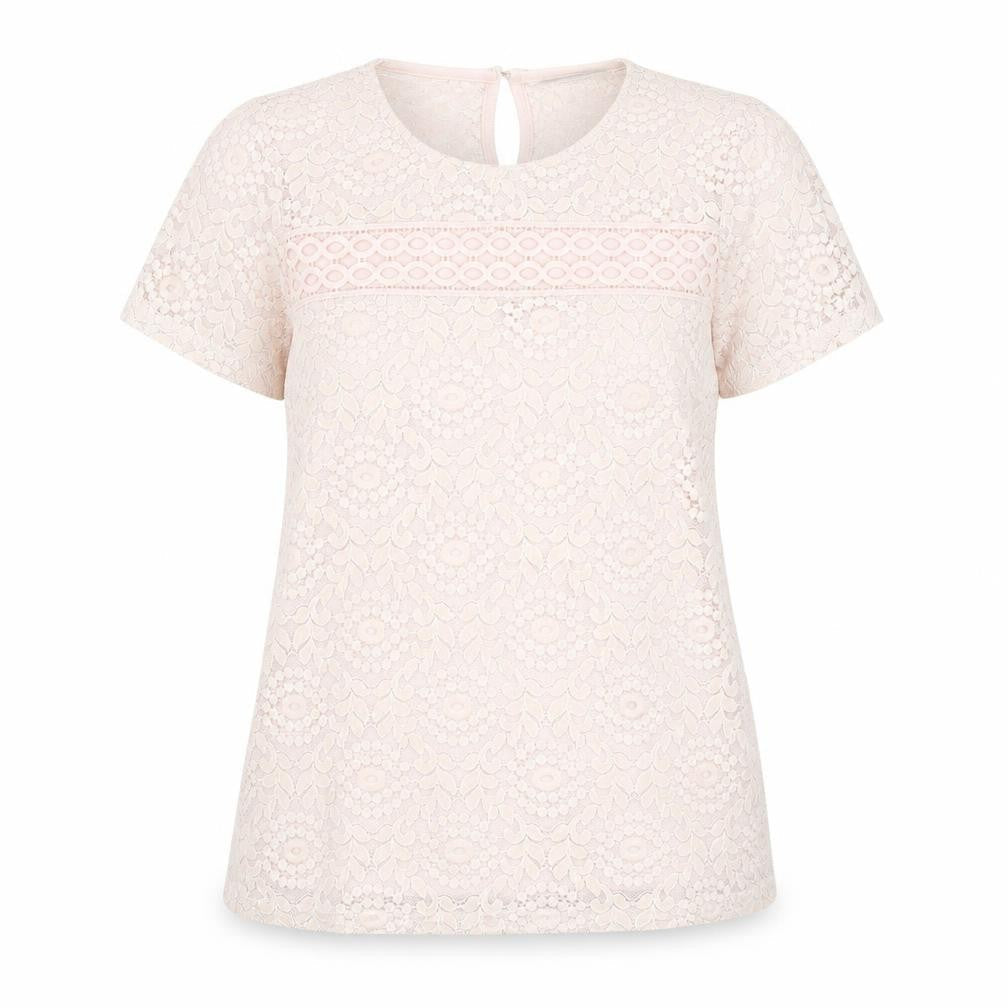 Dorothy Perkins Womens Beige Lace Short Sleeve Blouse UK 10