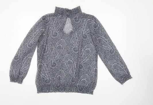 MNG Suit Womens Blue Paisley Long Sleeve Blouse UK 12 Medium