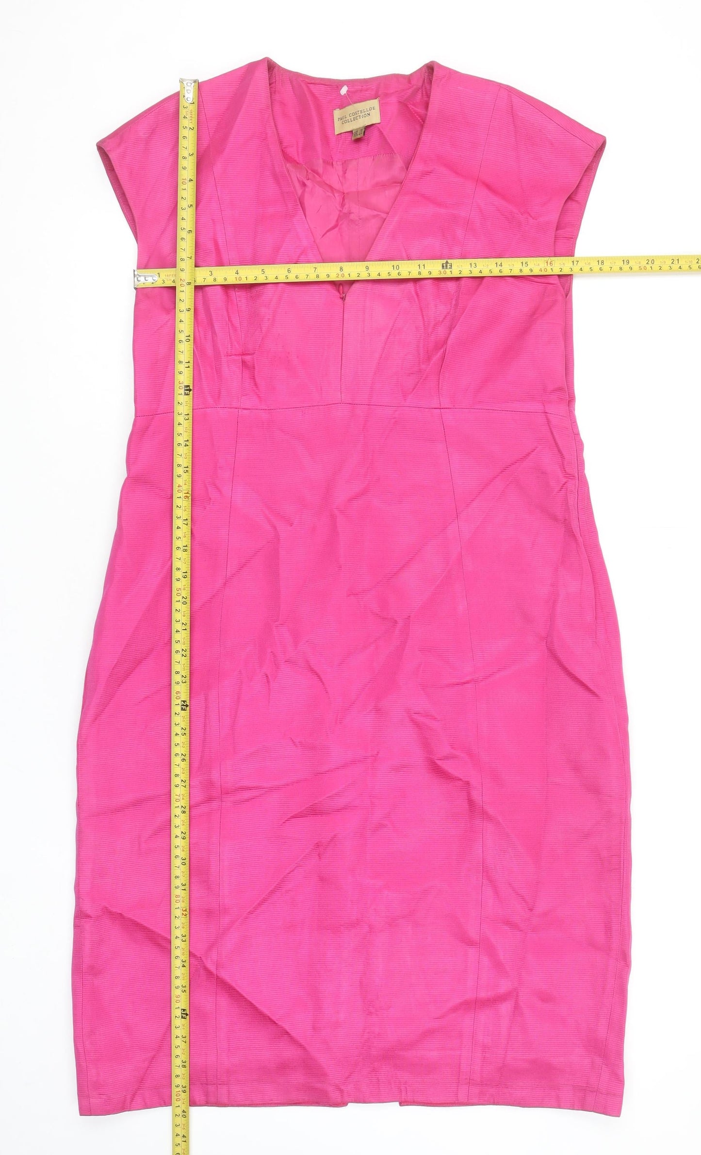 Paul Costelloe Women’s Pink Sheath Dress UK 16 V-Neck Formal