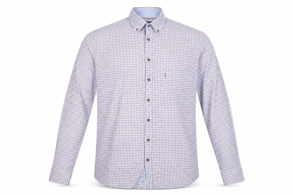 André Jeanswear Men's Blue Check Long Sleeve Button-Up Shirt L