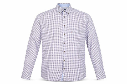André Jeanswear Men's Blue Check Long Sleeve Button-Up Shirt L