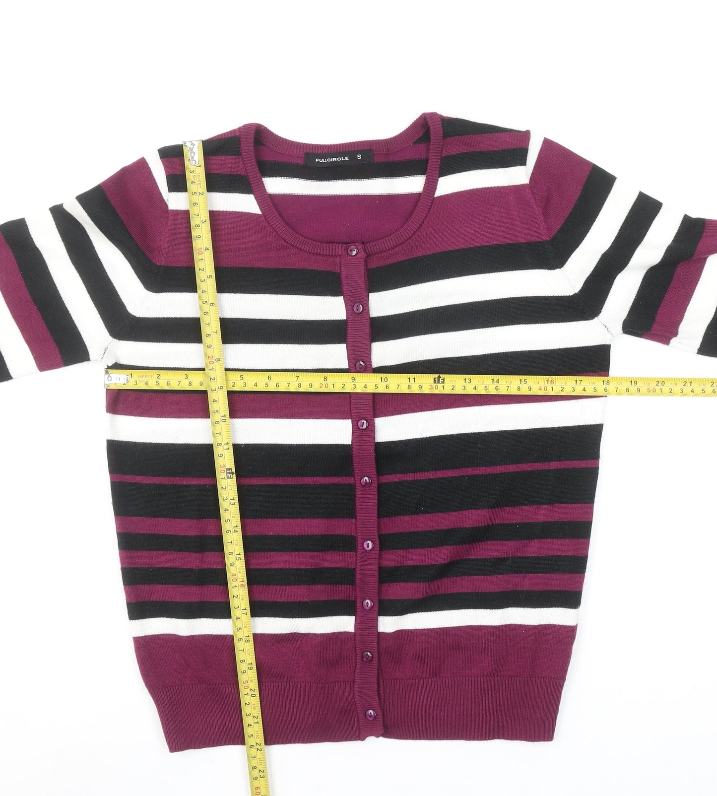 Fullcircle Women's Black Purple Striped Cardigan Size S Knitwear