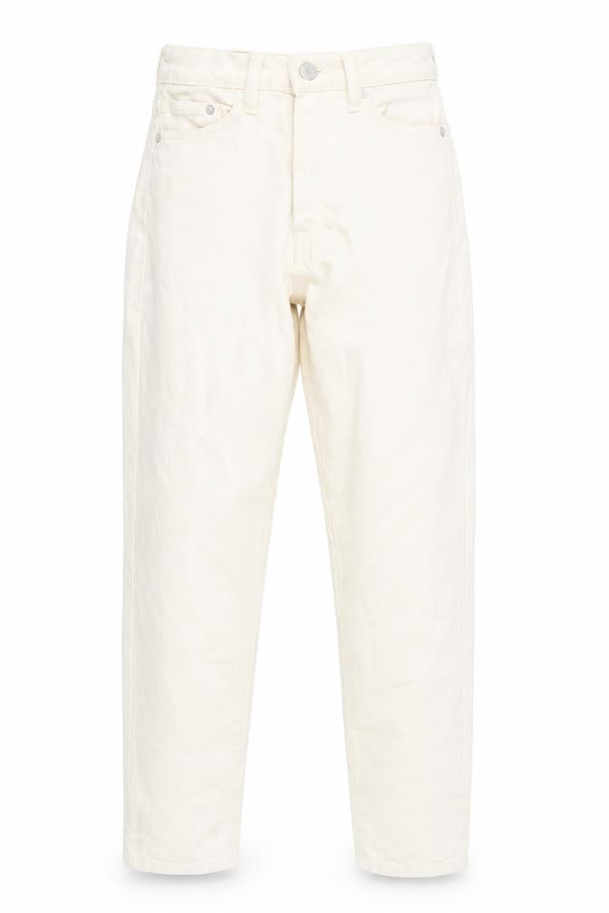 Stradivarius Women Beige Mom Slim Jeans UK 4 Cotton Blend