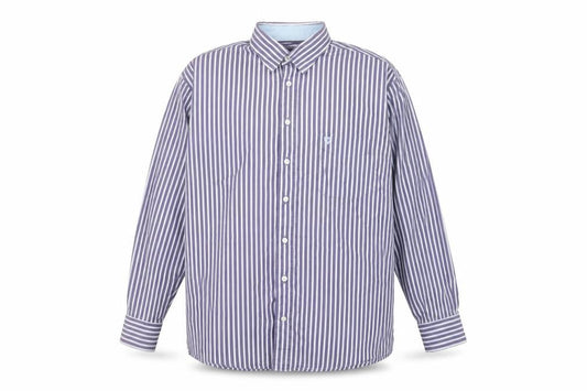 Marco Capelli Mens Blue Striped Cotton Long Sleeve Dress Shirt L