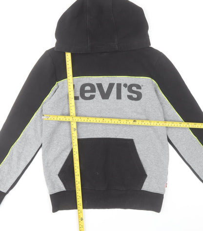 Back view of Levi's boys’ grey & black pullover hoodie size 14a (164 cm) cotton blend