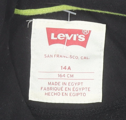 Brand and care label for Levi's boys’ grey & black pullover hoodie size 14a (164 cm) cotton blend