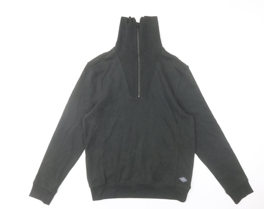 Union House Men’s Black 1/2 Zip High Neck Cotton Sweatshirt Size S