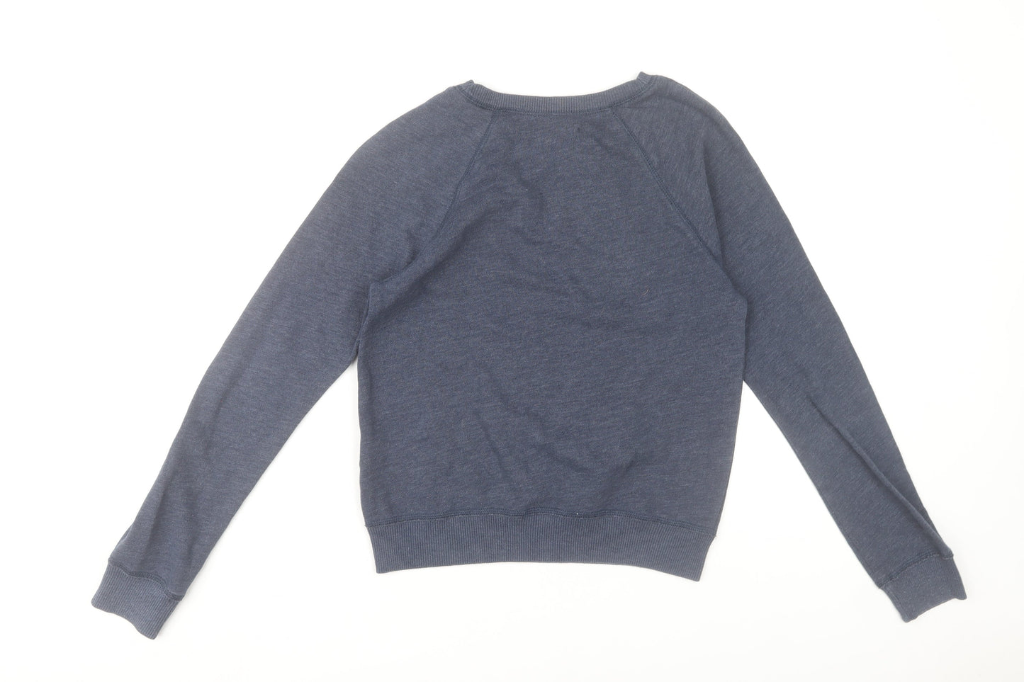 Hollister Women Blue XS Pullover Sweatshirt Cotton Blend Logo Print