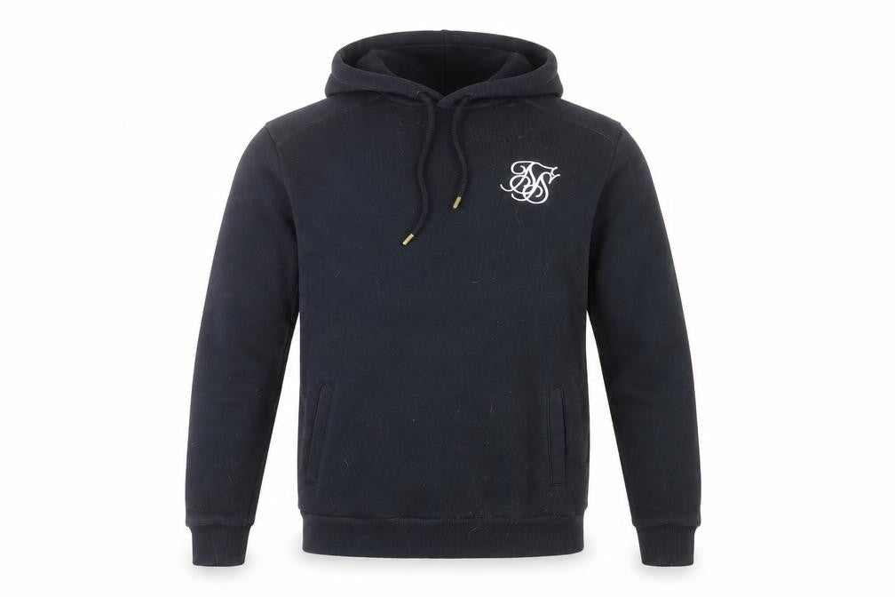 SikSilk Men's Black Pullover Hoodie XS Logo Fleece Long Sleeve