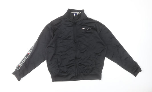 Champion Men’s Black XL Full Zip Track Sweatshirt with Logo Detail