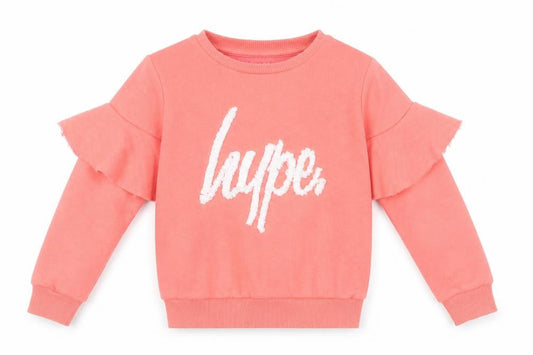 Hype Girls Pink Crew Neck Ruffle Sleeve Sweatshirt 9-10 Years