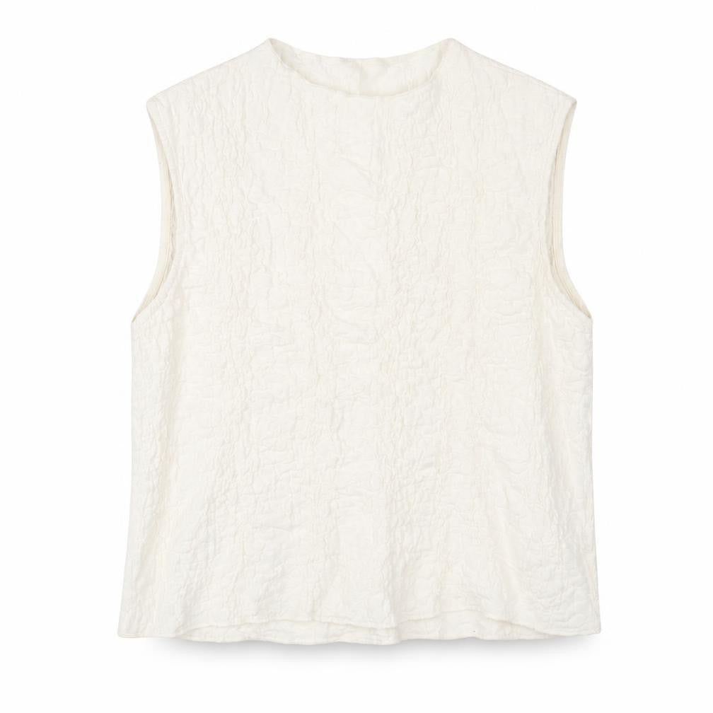 Stradivarius Women’s Ivory Sleeveless Cotton Blend High Neck Blouse Size 12