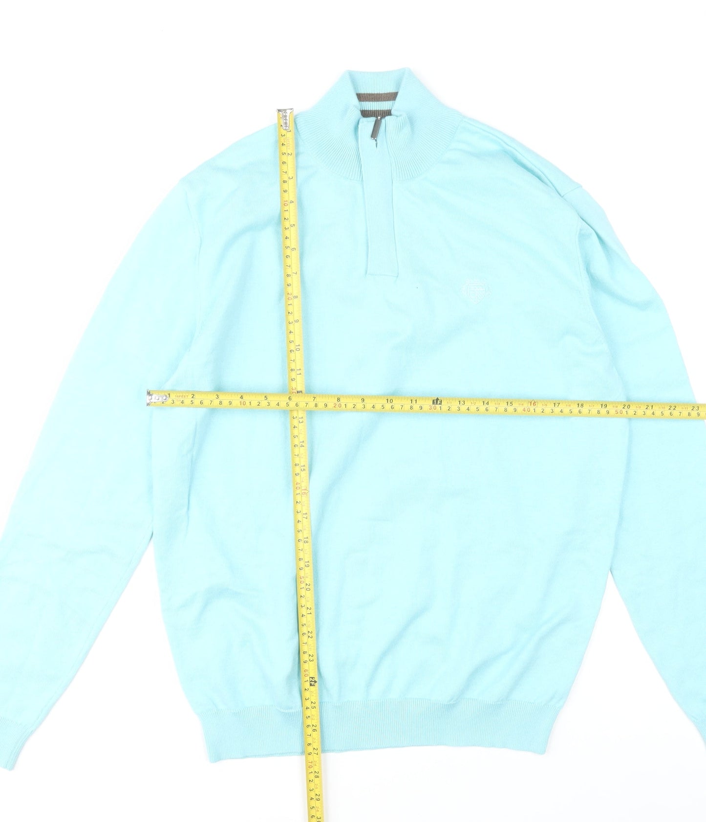 Paul Costelloe Living Mens Blue Medium 1/4 Zip Cotton Blend Jumper