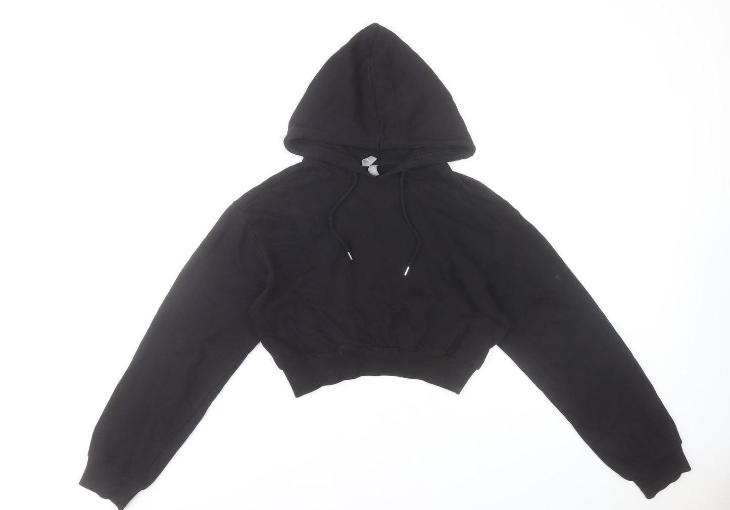 ASOS Women’s Black Cropped Hoodie Size 8 Cotton Pullover