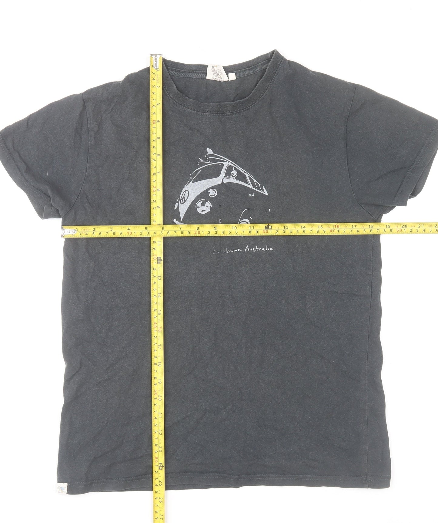 Pacific Men's Black XS Graphic Cotton T-Shirt with Car Print