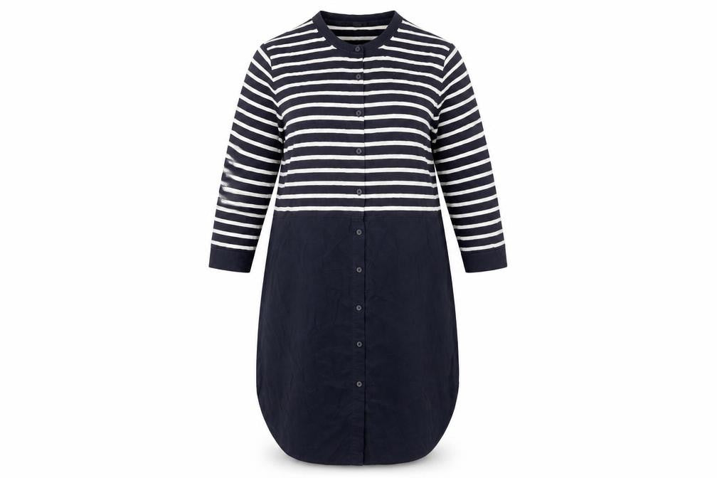 COS Women Blue Striped Shirt Dress Size 8 Collared Cotton 3/4 Sleeve