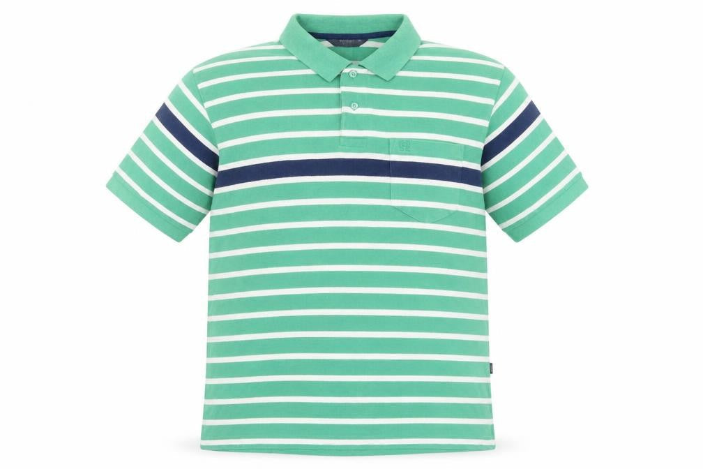 Celsius Men’s Green Striped 2XL Polo Shirt Cotton Blend