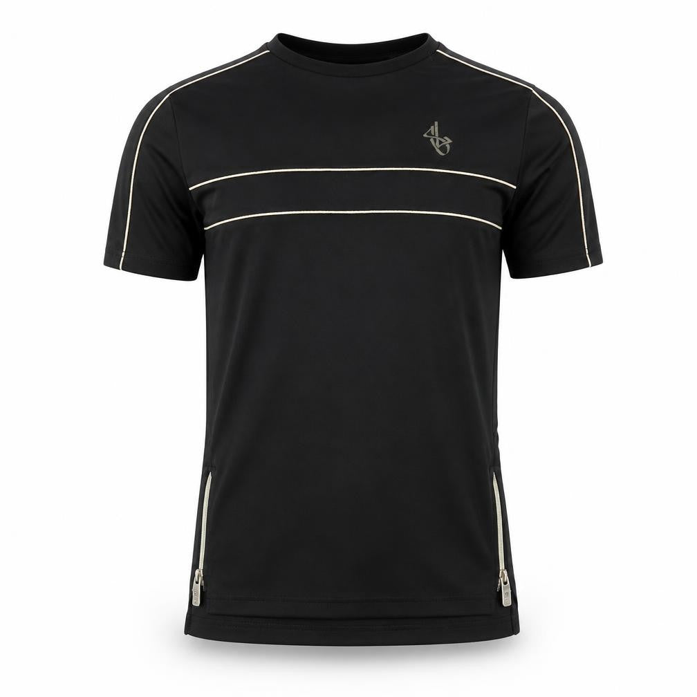 Sonnett London Boys Black 13-14 Years Zip Detail Crew Neck T-Shirt