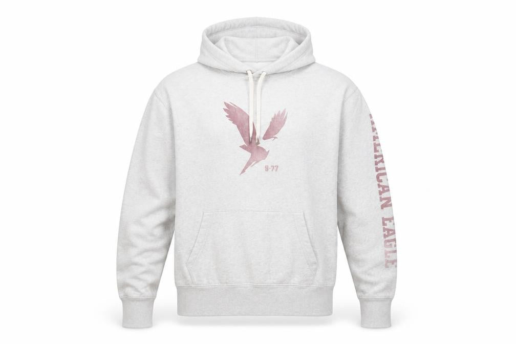 American Eagle Men’s Grey Pullover Hoodie M Graphic Print