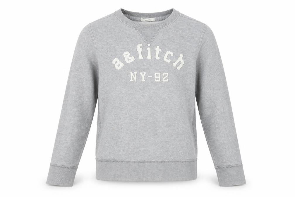 Abercrombie & Fitch Boys Grey XL Pullover Fleece Sweatshirt Logo Crew Neck