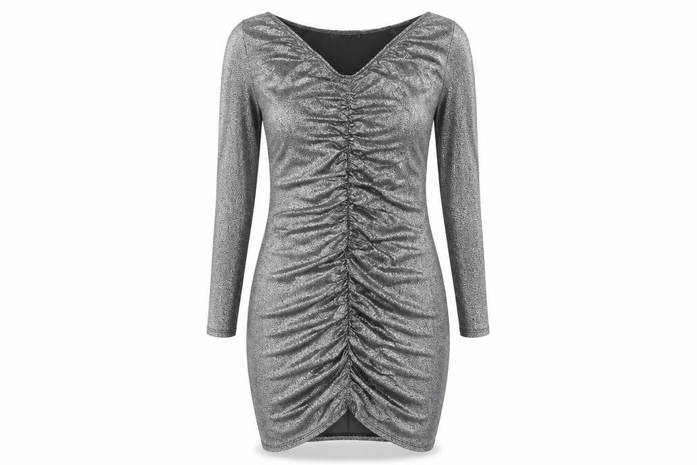 Missguided Women's Silver Off Shoulder Ruched Bodycon Party Dress UK 6