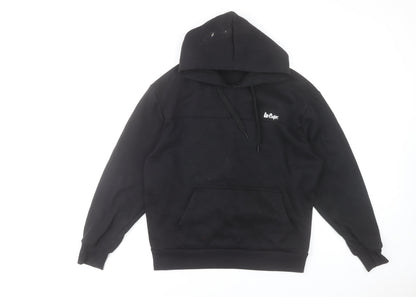 Additional front view of Lee Cooper Men's Black Pullover Hoodie Medium Regular Fit Fleece