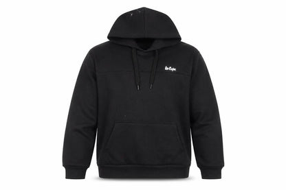Front view of Lee Cooper Men's Black Pullover Hoodie Medium Regular Fit Fleece