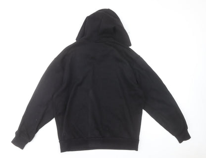 Close-up detail of Lee Cooper Men's Black Pullover Hoodie Medium Regular Fit Fleece