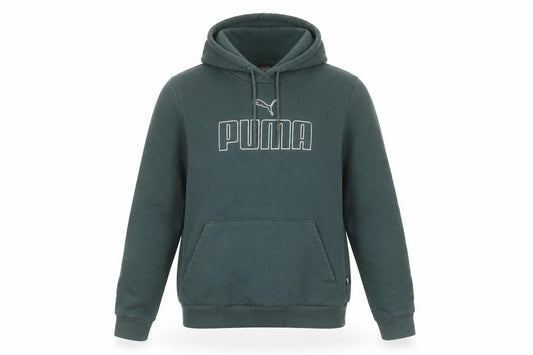Front view of Puma Women's Green Pullover Hoodie Small Cotton Blend Logo Sweatshirt
