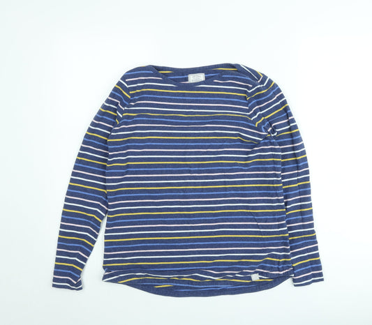 Fat Face Women's Blue Striped Organic Cotton Long Sleeve Jumper Size 13