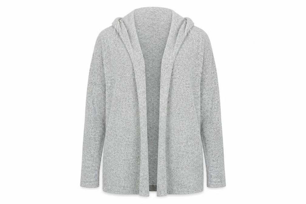 Fullcircle Women Grey Small Open Front Long Sleeve Cardigan