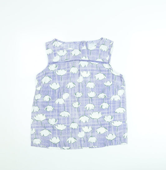 Next Women’s Purple Floral Cotton Sleeveless Tunic Blouse Size 10