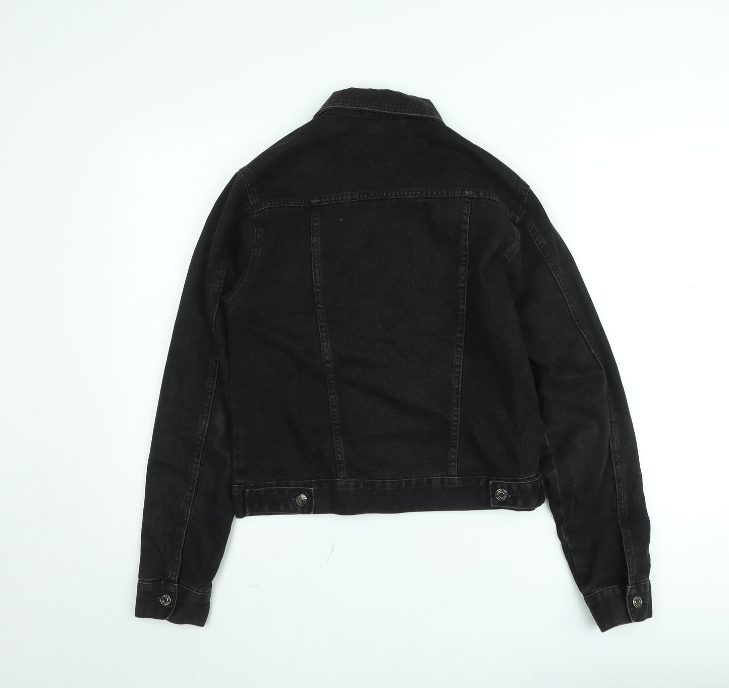 Denim Co. Womens Black Denim Cropped Jacket Size 8 Regular