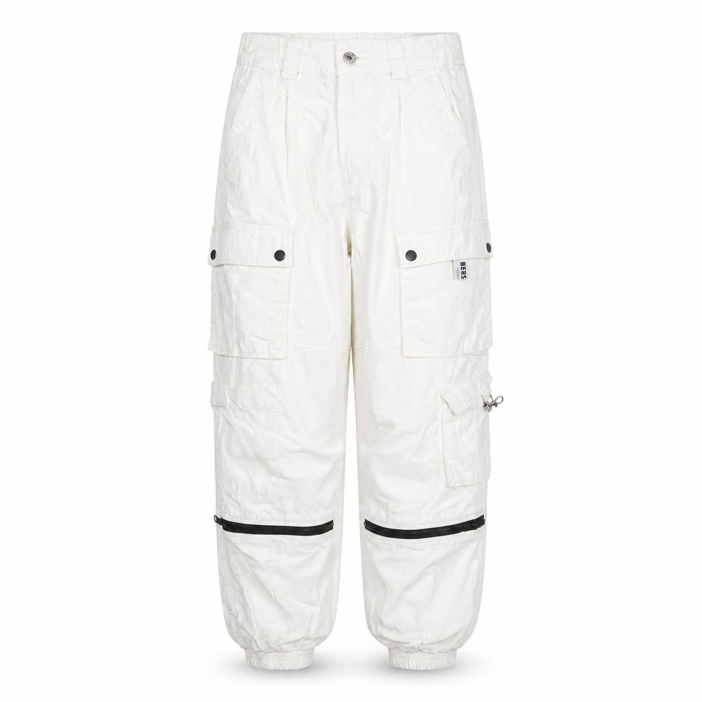 Bershka Womens White Cargo Trousers Size 8 Cotton Utility Style