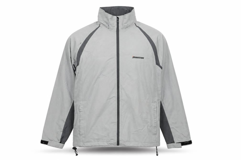 Bridgestone Men's Grey XL Windbreaker Jacket Lightweight Water Resistant