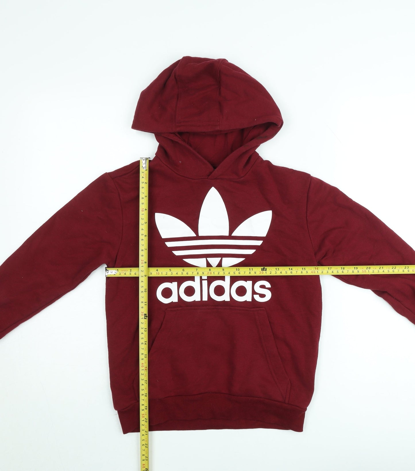 Adidas Teens Red Pullover Hoodie M Logo Graphic Sweatshirt