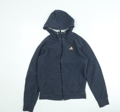 Additional front view of French Connection Men's Blue Hooded Zip-Up Jacket, size M