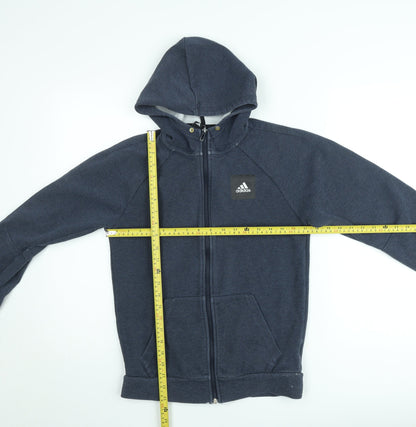 Back view of French Connection Men's Blue Hooded Zip-Up Jacket, size M