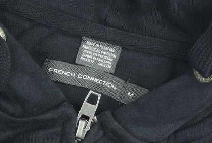 Brand and care label for French Connection Men's Blue Hooded Zip-Up Jacket, size M