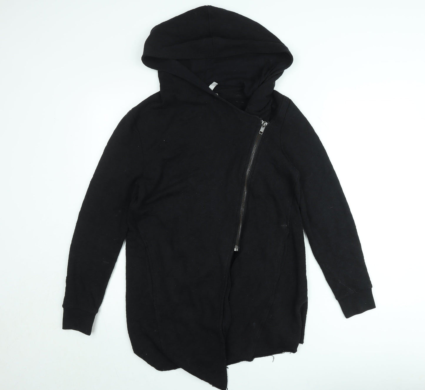 H&M Women’s Black Hooded Full Zip Knit Jumper Size S