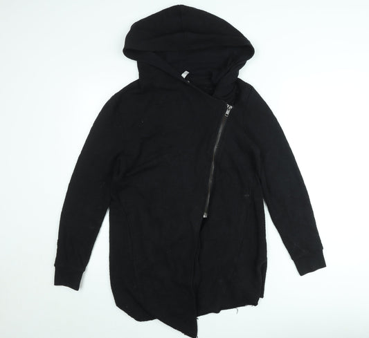 H&M Women’s Black Hooded Full Zip Knit Jumper Size S