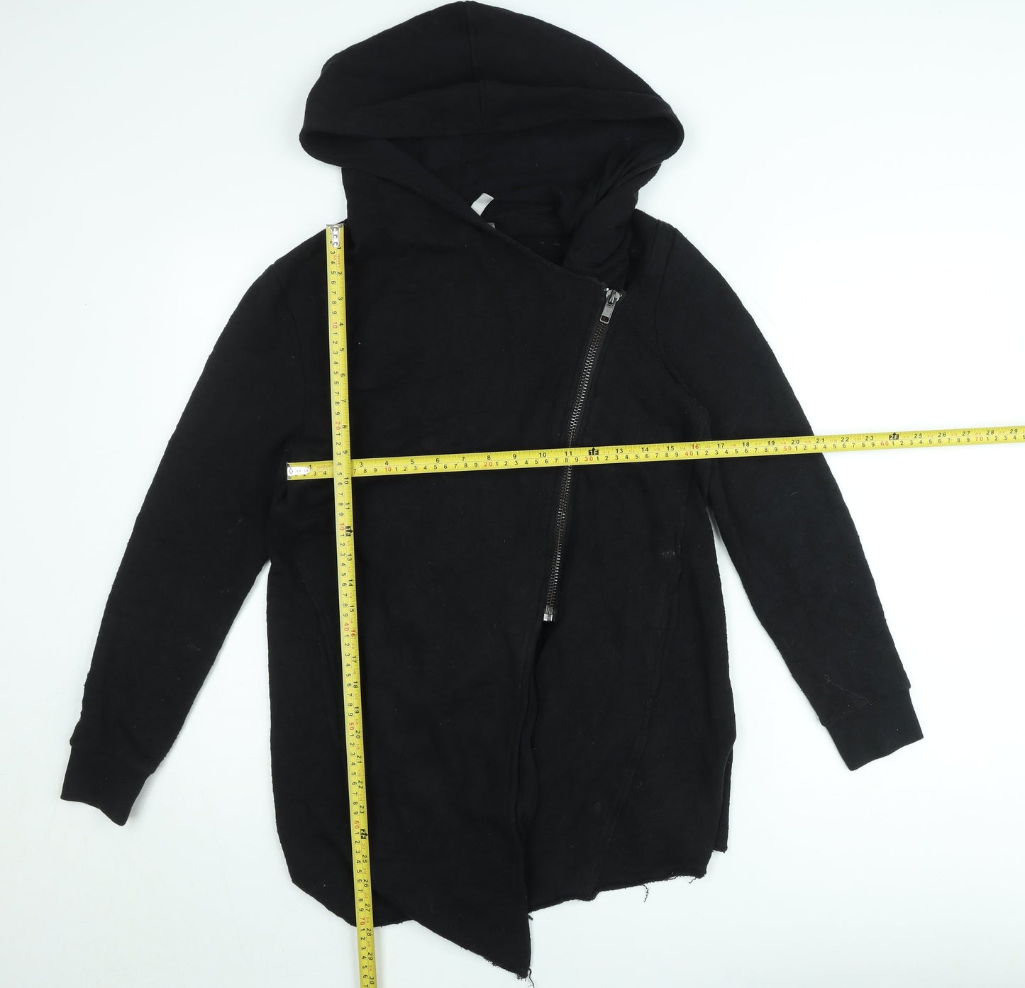 H&M Women’s Black Hooded Full Zip Knit Jumper Size S