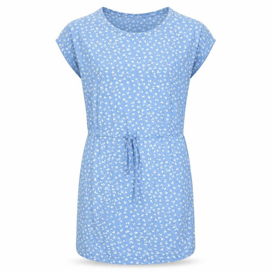 Front view of Only Women's Blue Floral Cotton Short Shift Dress, size M
