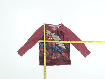 Back view of C&A boys’ red marvel spider-man long sleeve t-shirt 4-5 years