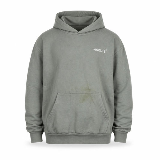 MAXLIFE Men’s Grey Pullover Hoodie M Fleece Lined Casual Sweatshirt