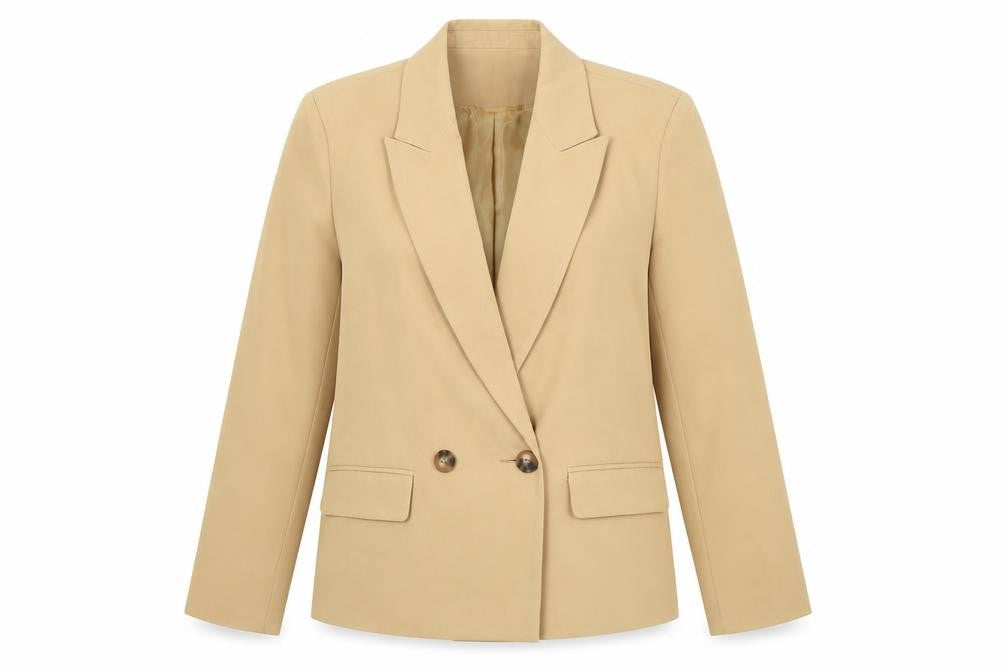 Tu Woman Beige Double-Breasted Suit Jacket Size 12