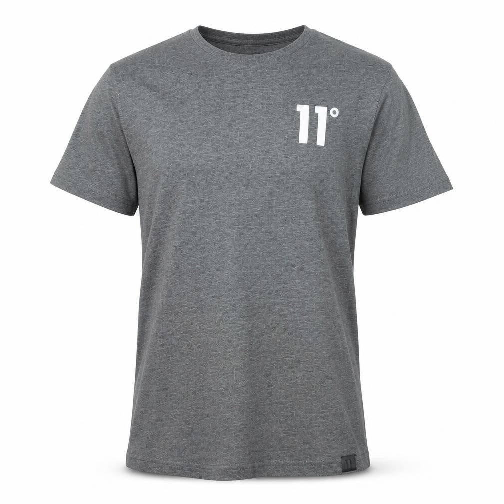 11 Degrees Grey Classic Crew Neck Regular Fit T-Shirt Unisex M